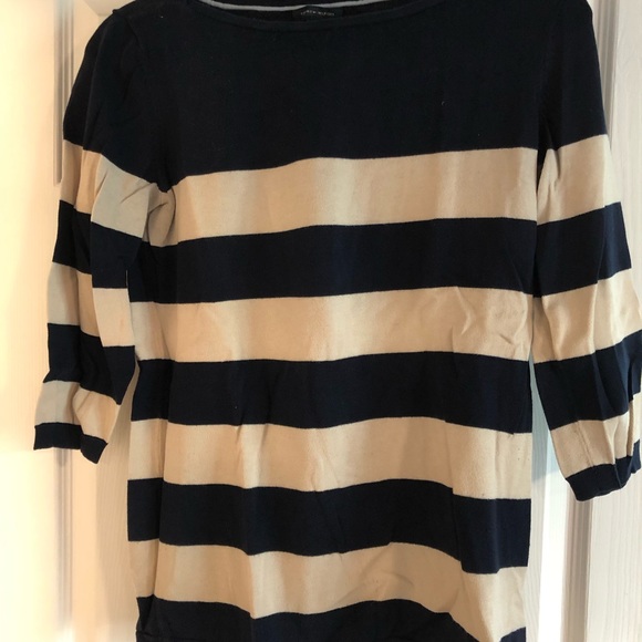 Tommy Hilfiger striped sweater. Navy and tan. - Picture 1 of 7